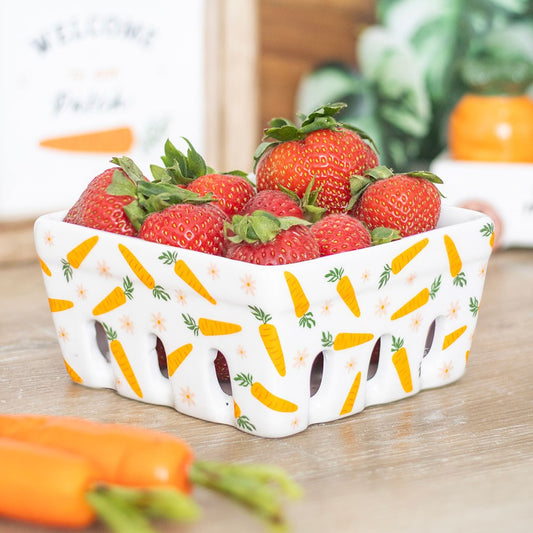 Carrot & Daisy Ceramic Berry Basket